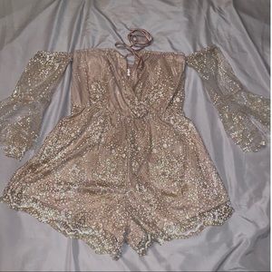 Sparkle off the shoulder romper